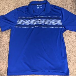 (XL) Blue Reebok Stripe Polyester Golf Polo
